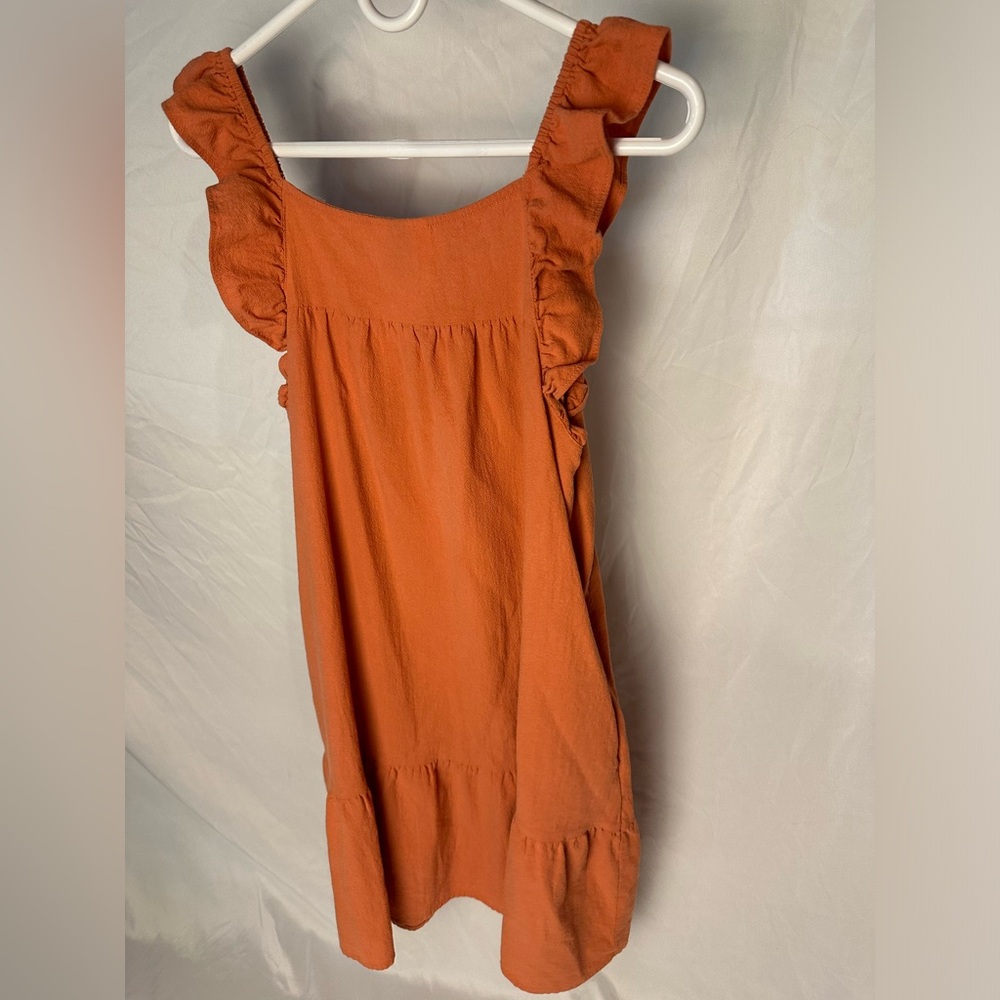 Universal Thread Orange/Rust Ruffle Dress with Pockets - Picture 2 of 5